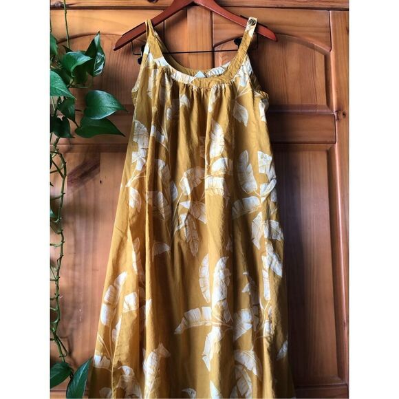 H&M Sleeveless Hawaiian Floral Cotton Flowy Maxi Dress Yellow SZ 2 - Picture 5 of 11
